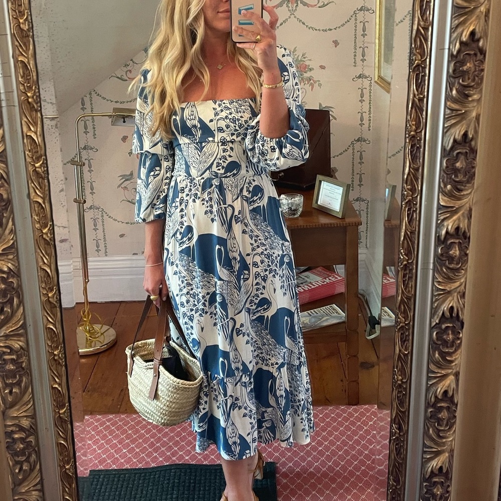 Reformation blue and white printed floral maxi dress size 6